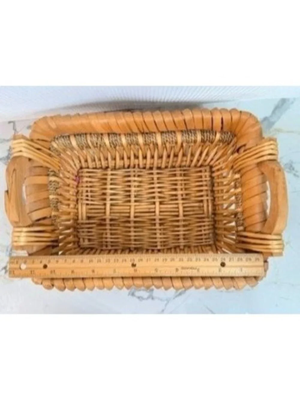Vintage Hand Woven Splint Wood Porcupine Twist Gathering Basket Boho Rustic